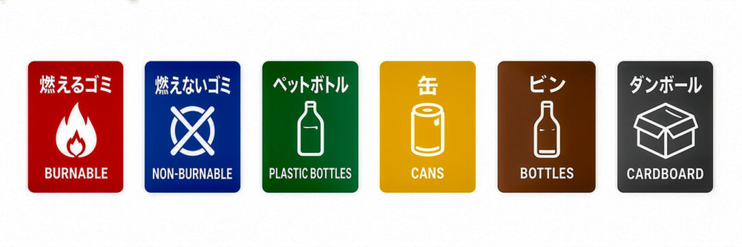 燃えるゴミ　燃えないゴミ　ペットボトル　缶　ゴミ　分別