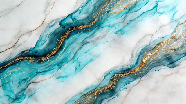 Marble texture with teal and gold patterns
