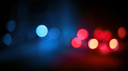 Fototapeta premium Abstract bokeh of blue and red lights against a dark background