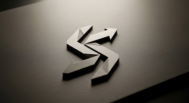 Abstract black and white lightning bolt symbol on wall.
