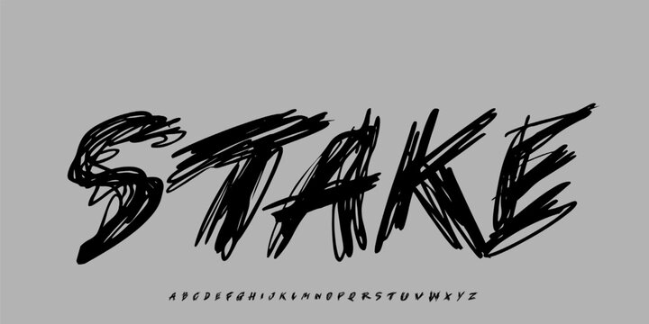 Texture font and alphabet vector, Rough style typeface letter Grunge design, graphic text on background