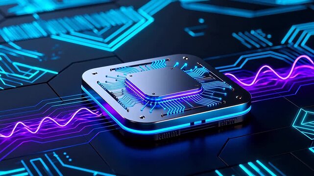 Microchip with glowing circuitry