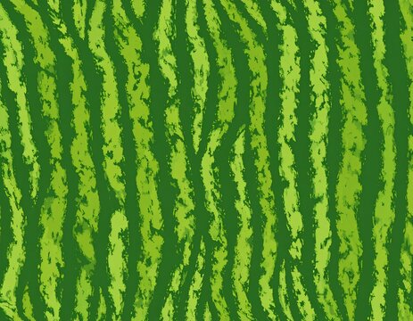 Watermelon skin texture seamless pattern green rind stripes watercolor background for summer wrapping paper food packaging wallpaper