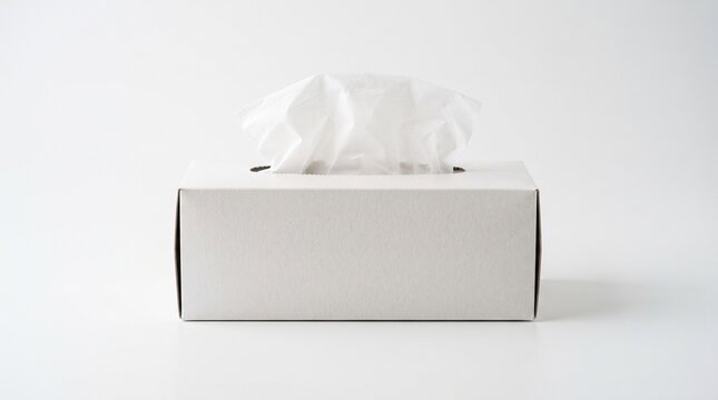 minimal tissue box with soft white tissues isolated on clean background representing household hygiene home essentials modern bathroom accessory product concept