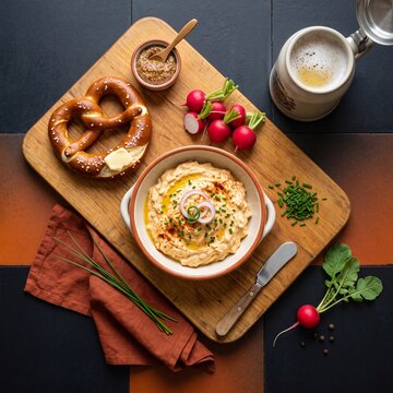 Obatzda: Bavarian Cheese Spread Made With Camembert, Butter, Paprika, And Onion, Usually Served With Pretzels As A Beer-Garden Favorite