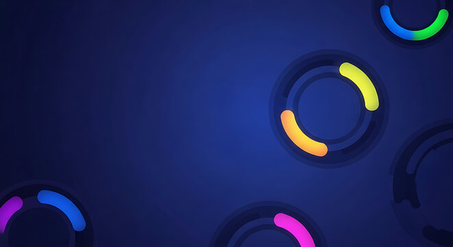 Abstract dark blue background with circular infographic loading rings infographic abstract background business progress interface technology visualization circular template marketing