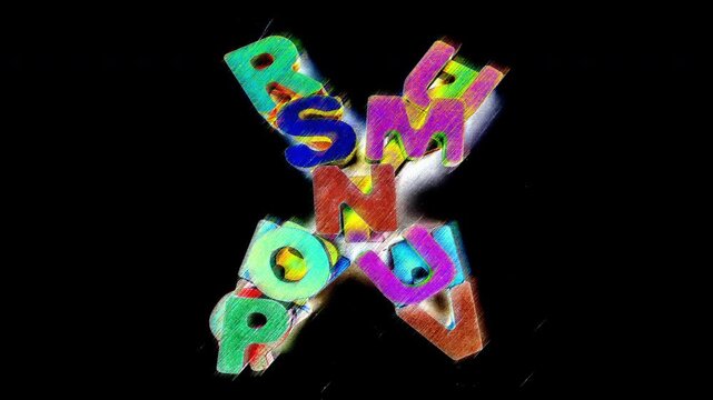 The alphabet makes the letter X stop motion 