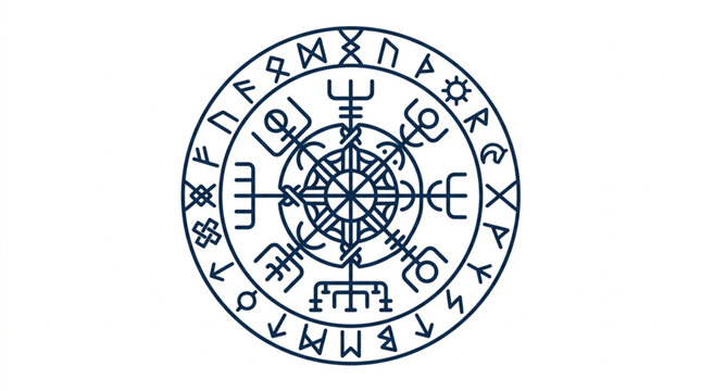 Ancient Norse Rune Compass Symbol.