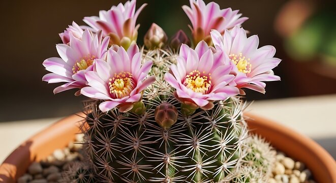 Beautiful Blooming Cactus Flowering Plant in a Pot.