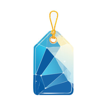 Low poly price tag with geometric pattern and rope