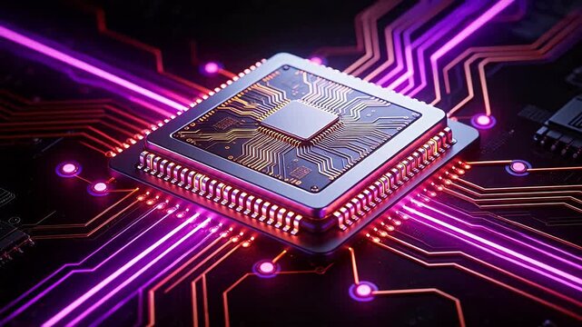 Microchip with glowing circuitry