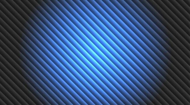 Abstract background, with diagonal stripes, glowing blue light, gradient transitioning into, dark grey shadows, and parallel lines