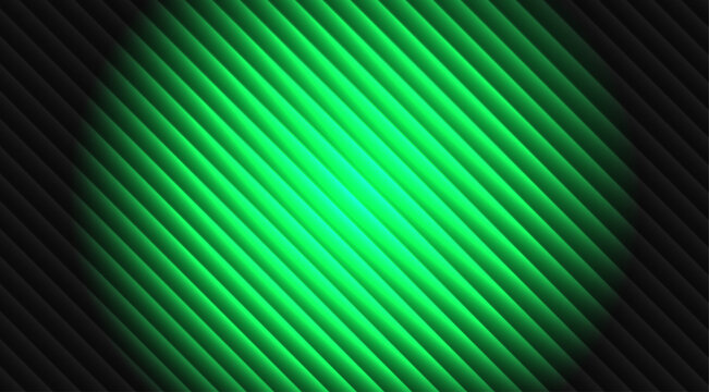 Abstract background, with diagonal stripes, glowing green center, light, and dark, grey corners, geometric, pattern texture