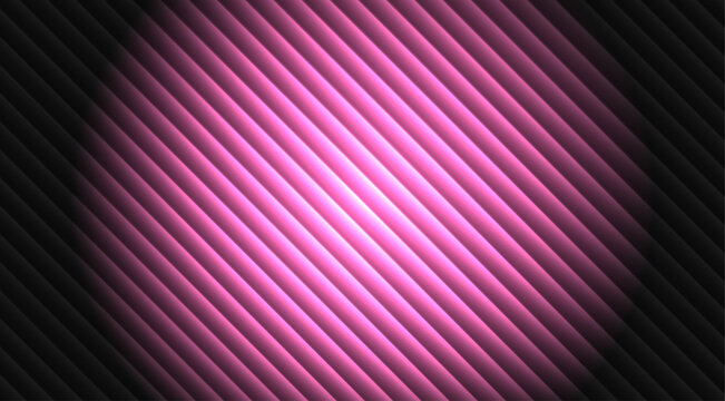 Abstract background, with diagonal stripes, glowing magenta light, gradient transitioning into, dark grey shadows, geometric parallel lines pattern