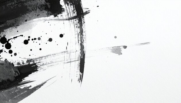 Minimalist traditional Japanese sumi ink brush strokes on white paper