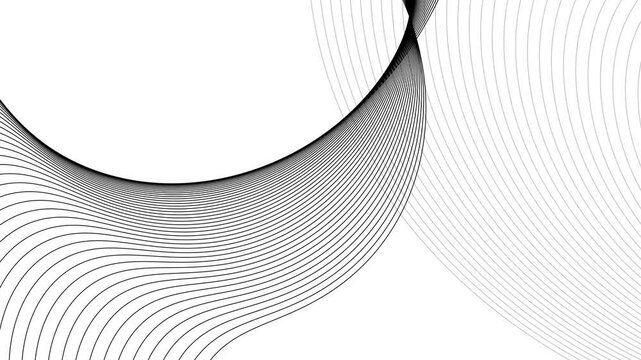 Minimalist flowing white curved lines forming abstract wave patterns animation
