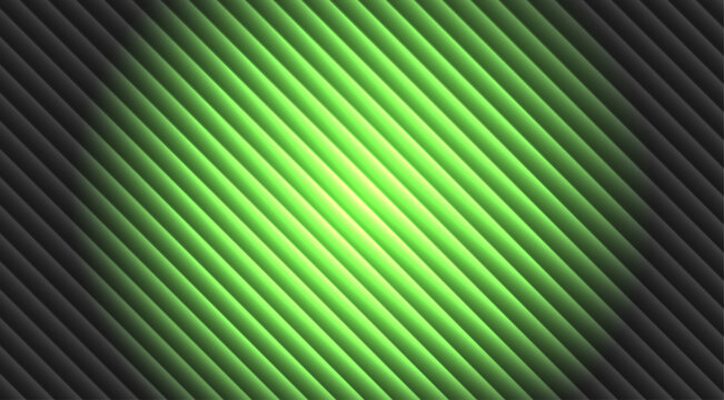 Diagonal striped pattern with lime green central light gradient, black parallel lines, abstract geometric background texture