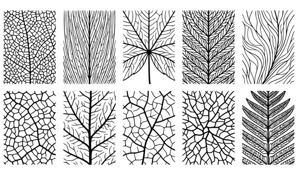 Organic Leaf Vein Skeleton Macro Pattern Vector Collection for Surface Design