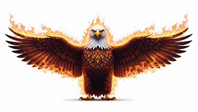 Powerful fantasy fire eagle symbolizing strength, energy and freedom.