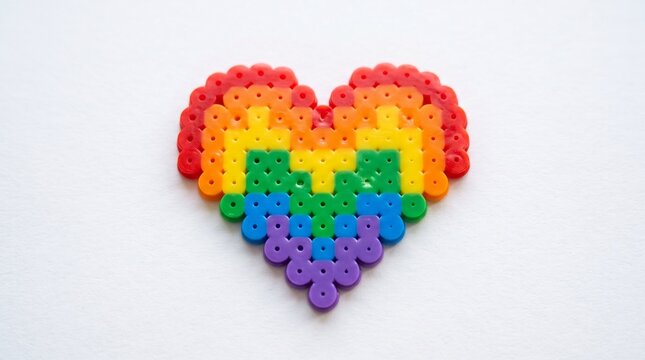 Rainbow Perler Bead Heart Symbol for Pride and LGBTQ+ Support
