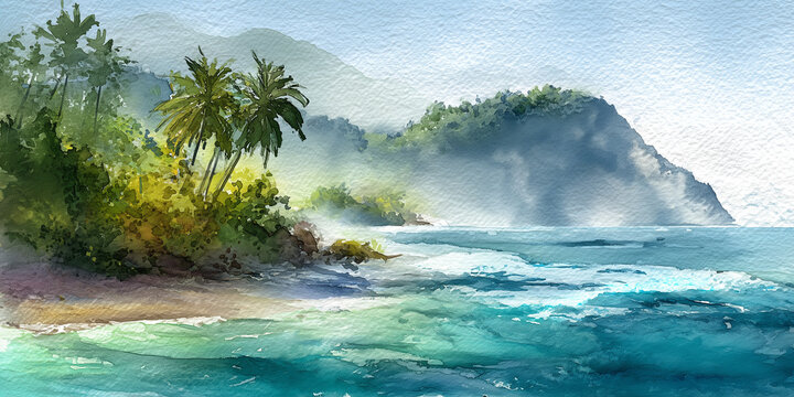 Costa Rica Watercolour Landscape