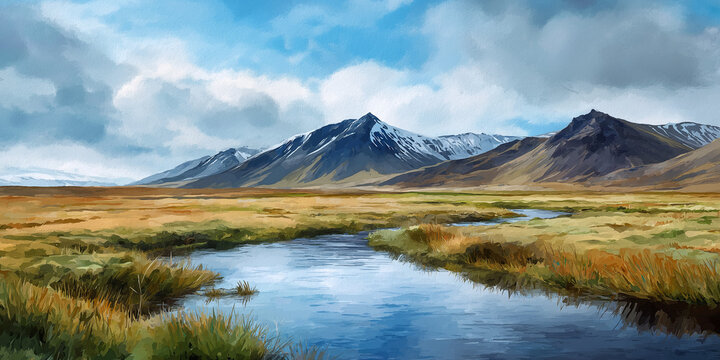 Iceland Watercolour Landscape