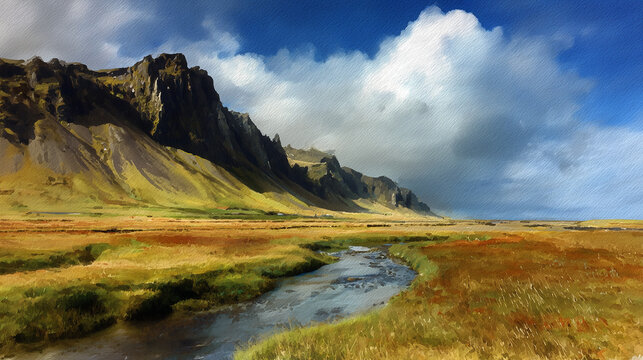 Iceland Watercolour Landscape