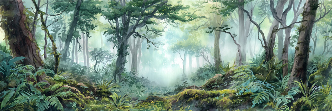 Amazon Rainforest Watercolour Landscape