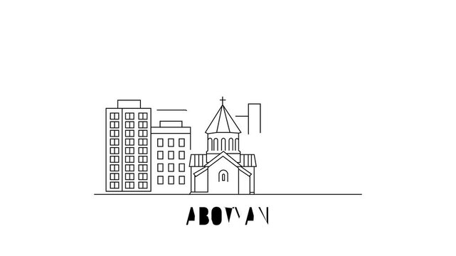 Simple line drawing of Abovyan skyline
