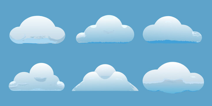 Eight White Clouds In Various Shapes Vector Illustration