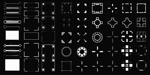 Sci Fi Interface Elements White Vector Shapes On Black Background © Raju