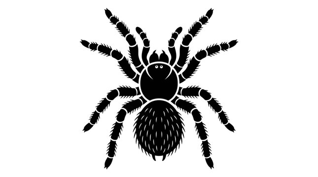 Black Tarantula Spider Silhouette Icon Vector Illustration
