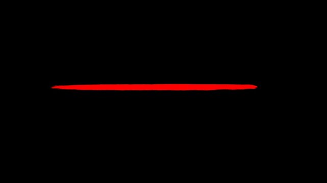 Hand-drawn red underline brush stroke animation, horizontal highlight mark on Alpha channel