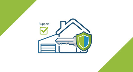 Fototapeta premium House security and protection concept illustration with key and shield