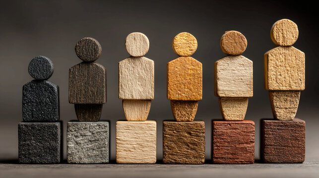 Business Ethics and Law Concept with Wooden Blocks and Human Figures - Minimalist and professional visual representing legal compliance fairness and ethical corporate practices
