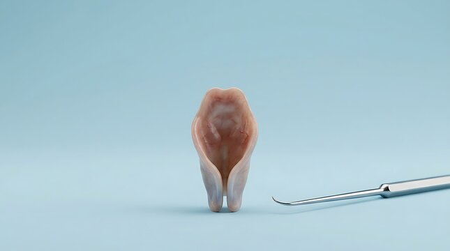Anatomical Model of Human Larynx and ENT Probe on Blue Background