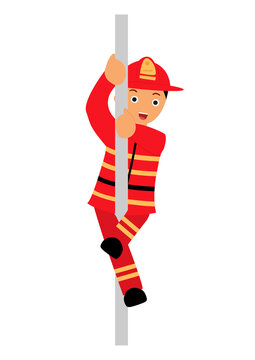 firefighter coming down from the pole