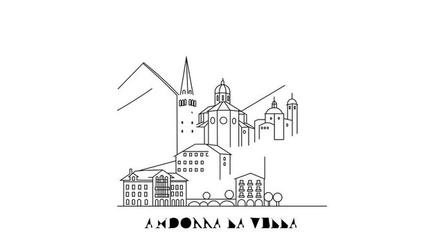 Simple line art depicts Andorra la Vella