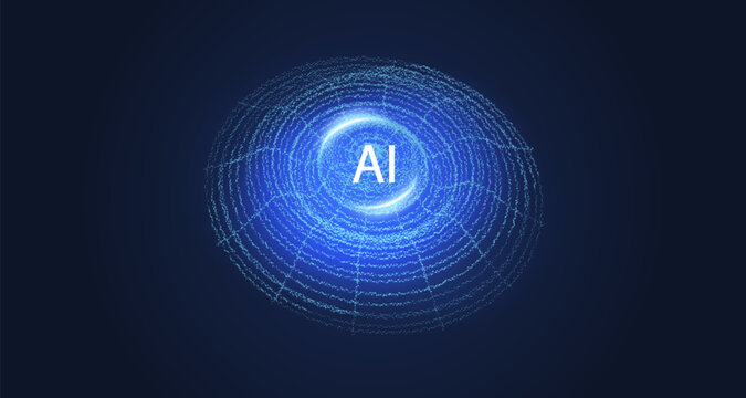 Big data and machine learning. Artificial intelligence chipset on circuit board in futuristic concept. Technology artwork for web, banner, card, cover.