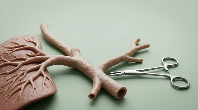 Anatomical Model of Human Bronchial Tubes with Surgical Tool