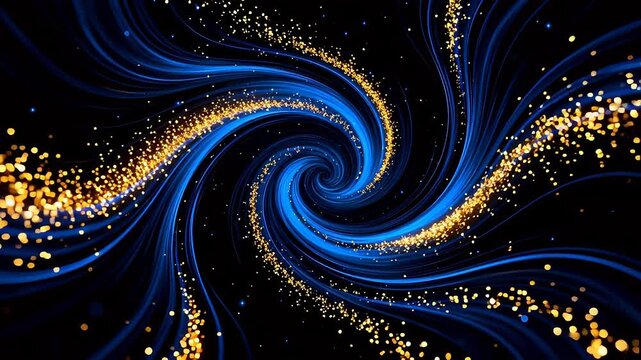 Blue and gold swirling light patterns