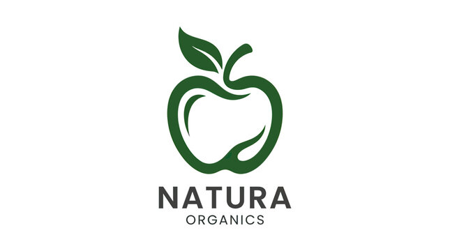 Organic Apple Logo with Natura Organics Text - Healthy Food Brand