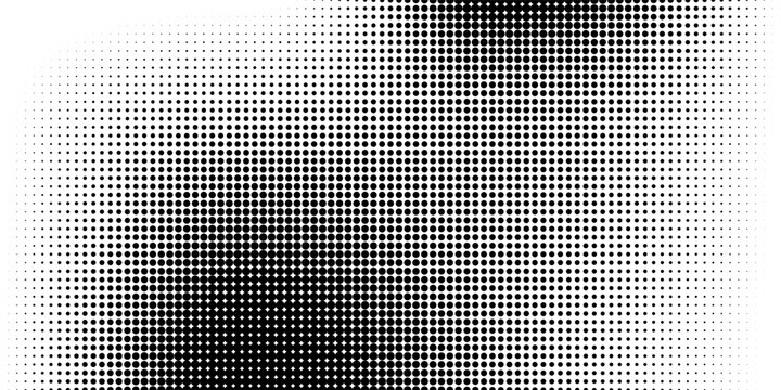 Grunge halftone gradient background. Faded grit noise texture. White and black sand wallpaper. Retro pixelated backdrop abstract