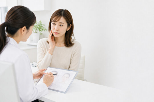 肝斑,ADM,シミ,老人性色素斑,色素沈着,そばかす,くすみ,美白,美肌,スキンケア,美容皮膚科,美容クリニック,美容医療,レーザー治療,ピコレーザー,レーザートーニング,IPL,フォトフェイシャル,内服治療,トラネキサム酸,ハイドロキノン,レチノール,肌診断,カウンセリング,診察,医師,美容看護師,日本人女性,20代女性,30代女性,40代女性,肌悩み,頬,顔アップ,素肌,透明感,ツヤ肌,アンチ