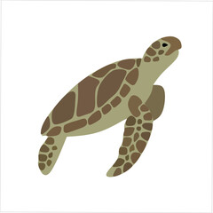 Naklejka premium Sea Turtle Swimming Flat Vector Illustration Swimming Marine Wildlife Character