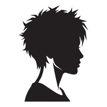 Pixie Hair Woman Profile Silhouette Vector Beauty Portrait