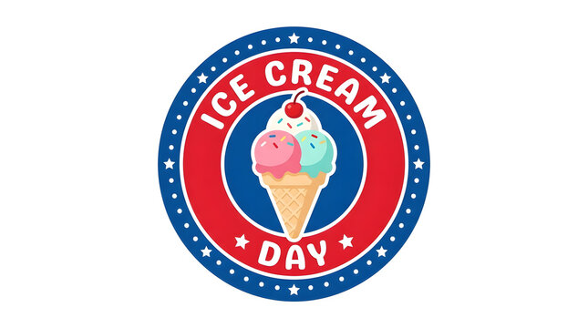Ice cream day, colorful logo, sweet treat, dessert icon