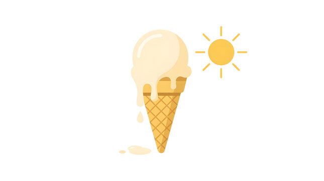 Melting ice cream cone, summer treat, dessert, sweet tooth, sunny day