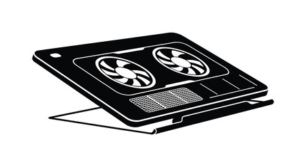 Laptop cooling pad with dual fans black and white silhouette cooler © njhasan