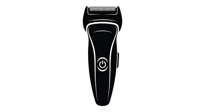 Electric razor with power button a black and white silhouette shaver